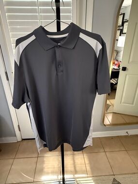 Under Armour Gray and White Short-Sleeve Polo